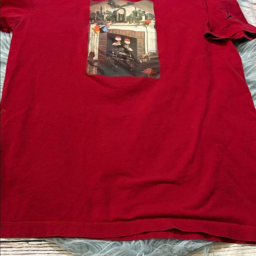 Nike Air Jordan Red Logo Chimney Short Sleeve T-Shirt Sz M